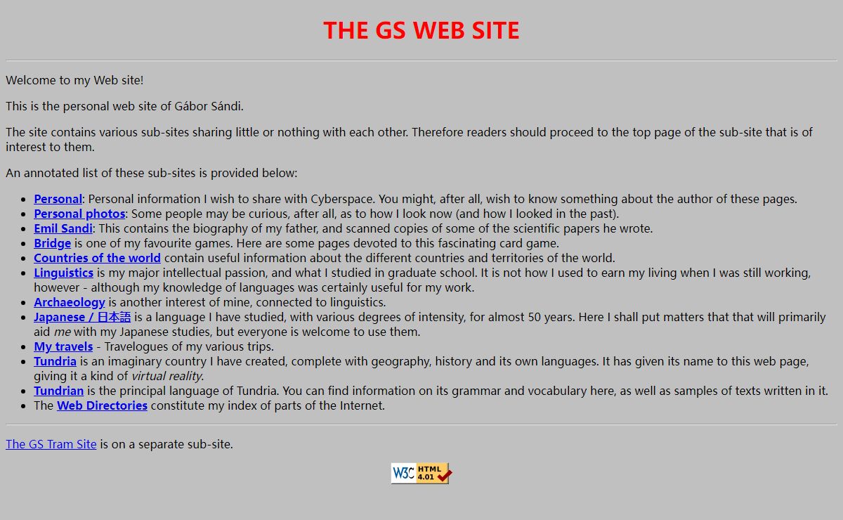 GS Web Site Home Page
