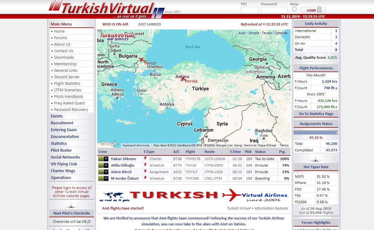 Turkish Virtual Airlines © 2001-2024