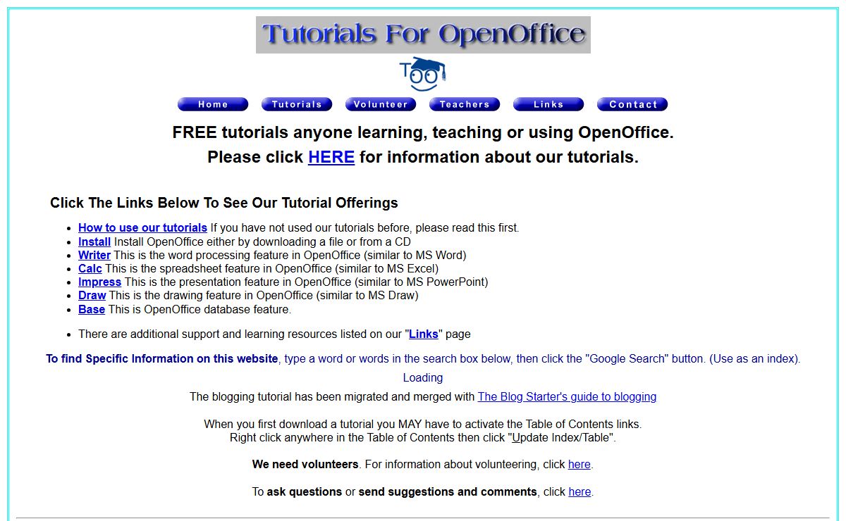 Tutorials For OpenOffice - Free tutorials for anyone using or teaching OpenOffice