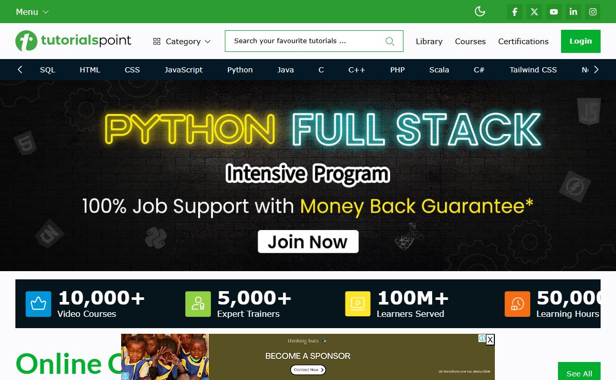 Quality Tutorials, Video Courses, and eBooks - TutorialsPoint