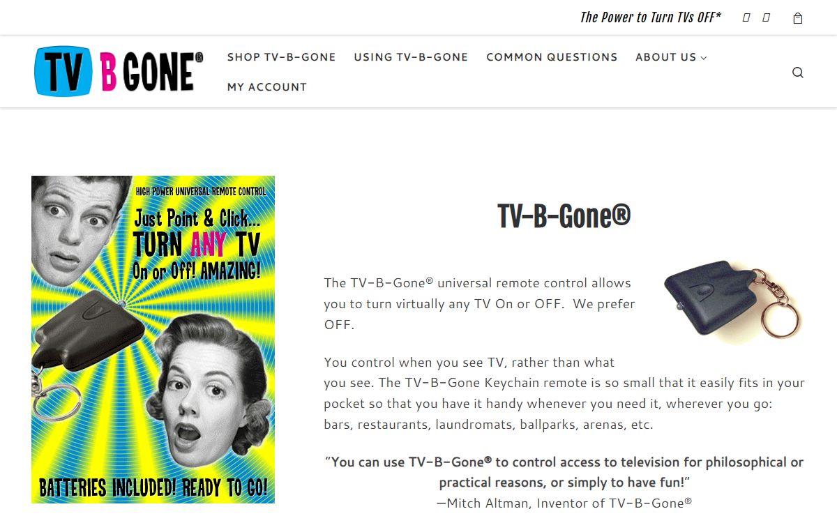 TV-B-Gone Universal Remote - Turn OFF Virtually Any TV!