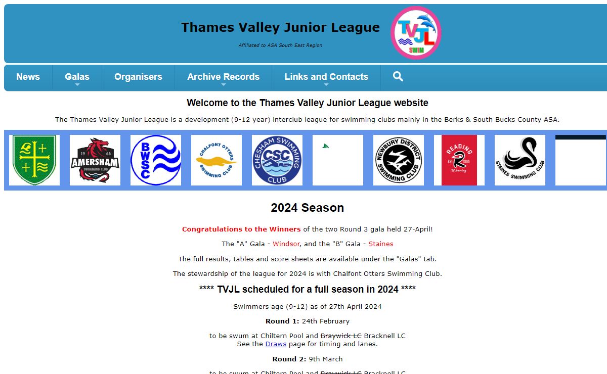 Thames Valley Junior League: A development competitive swimming league