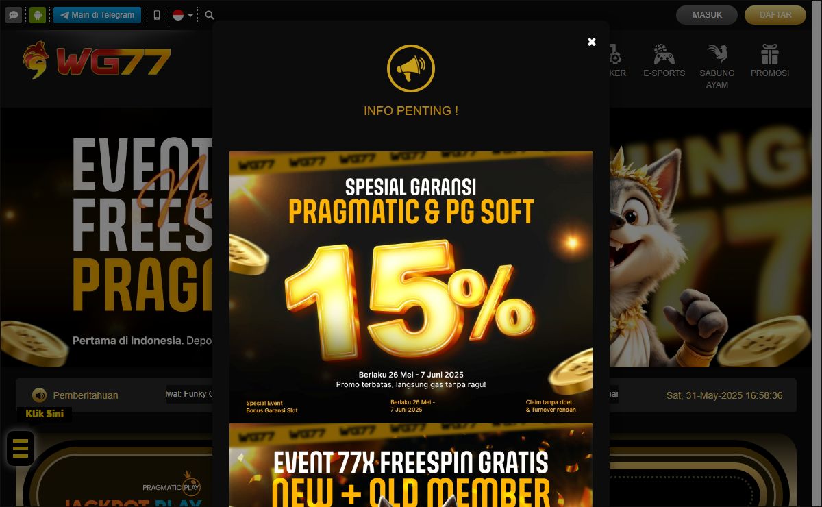 WG77: Tempatnya Main Serius, Kalah Menang Dapat Bonus!