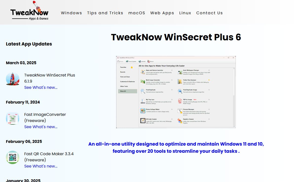 TweakNow WinSecret Plus: An all-in-one app that helps Windows users with daily tasks