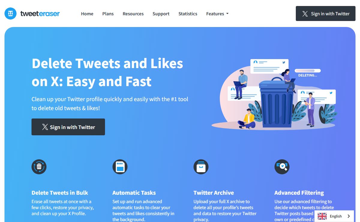 Delete Tweets Easily on X (Twitter) | TweetEraser