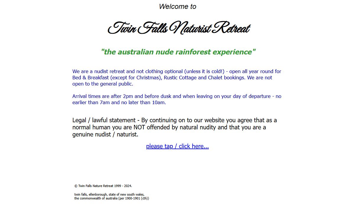 twin falls naturist retreat, new south wales, australia