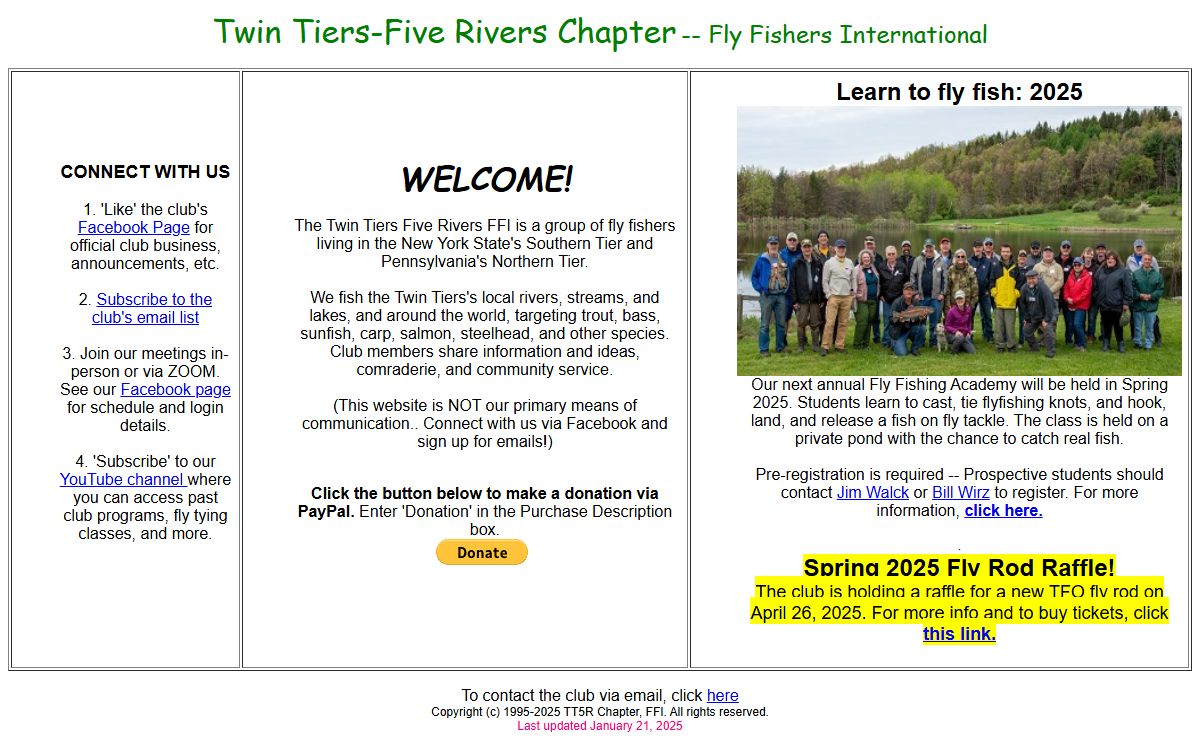 Fly Fishers International, Twin Tiers Five Rivers Chapter, Big Flats, NY.