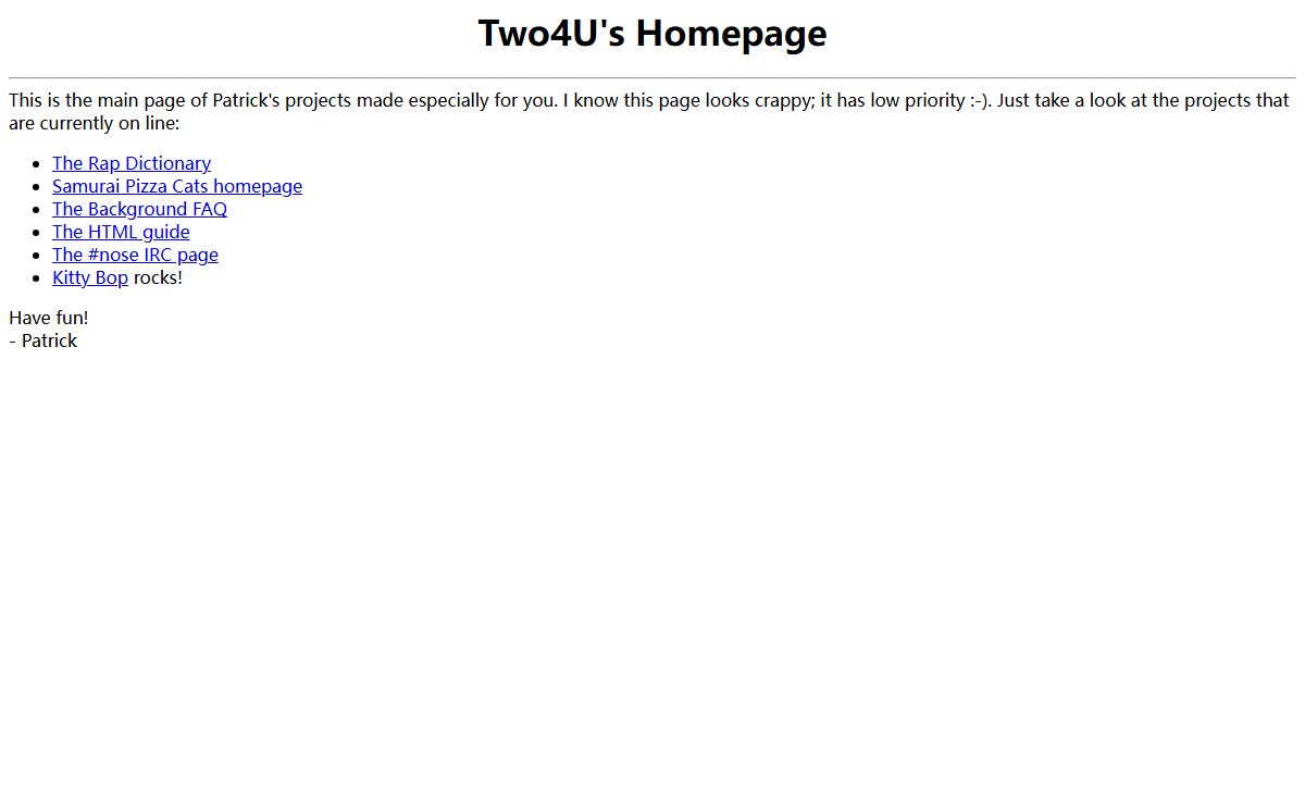 Patrick's work for you: two4u.com