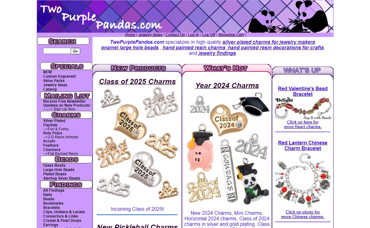 TwoPurplePandas.com presents charm bracelet charms and wedding favor charms - Home
