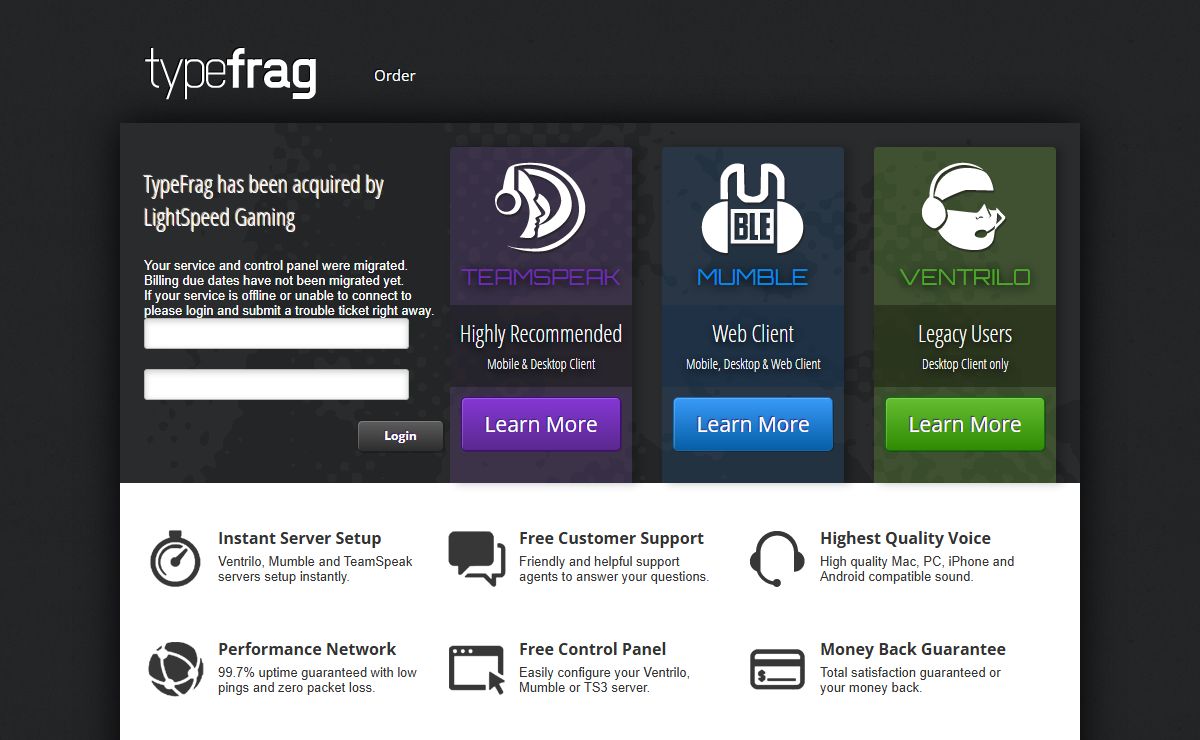 TypeFrag.com | Ventrilo, Mumble and TeamSpeak Server Hosting