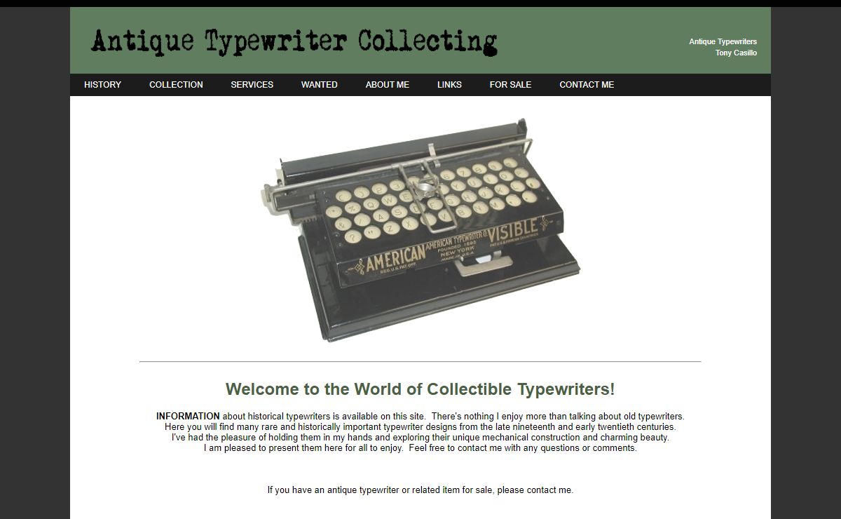 Antique Typewriter Collecting by Tony Casillo
