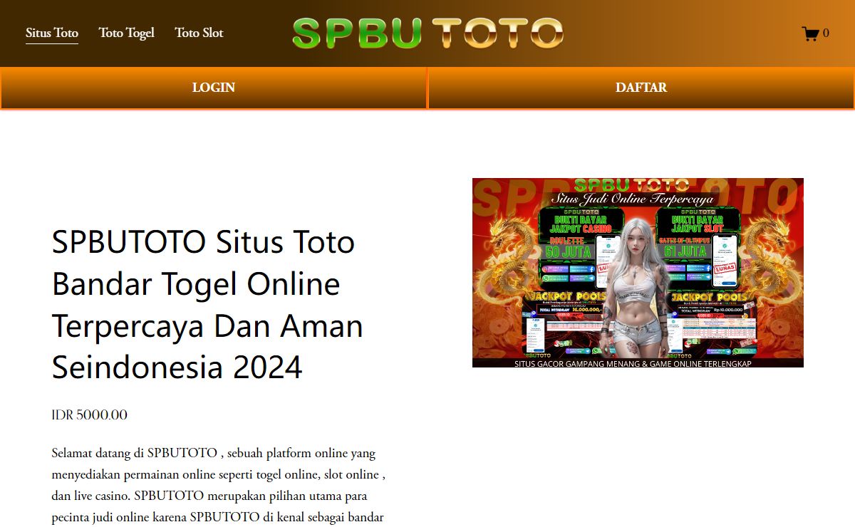 SPBUTOTO Situs Toto Bandar Togel Online Terpercaya Dan Aman Seindonesia 2024