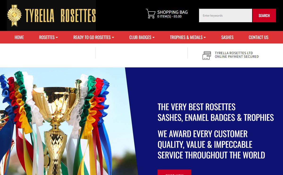 Rosettes Tyrella Rosettes Ltd, UK, Rosettes for Sale