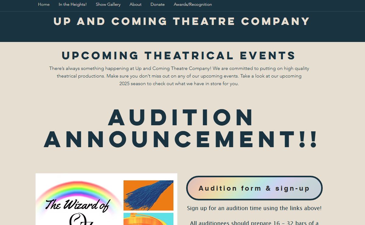 Up and Coming Theatre Company | Theatre Company | United States