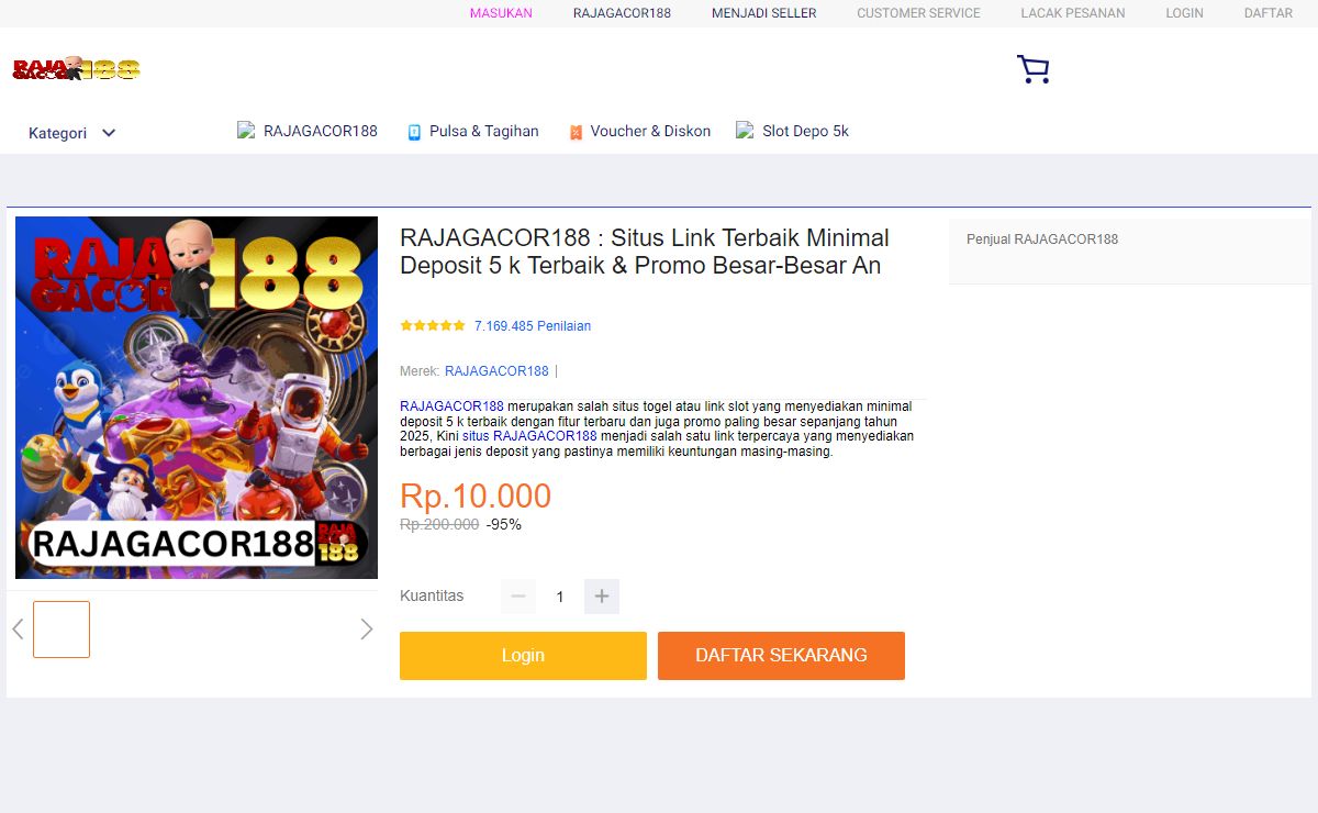 RAJAGACOR188 : Situs Link Terbaik Minimal Deposit 5 k Terbaik & Promo Besar-Besar An