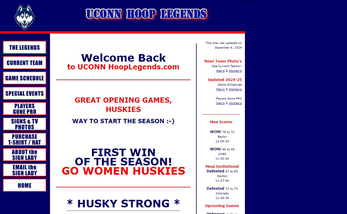 UCONN Hoop Legends: HOME PAGE