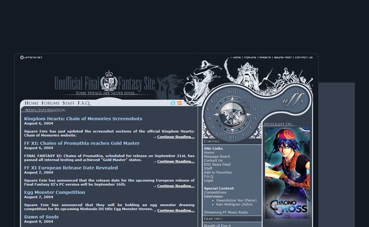 UFF Site - News, Information, Walkthroughs and Media on the Final Fantasy series