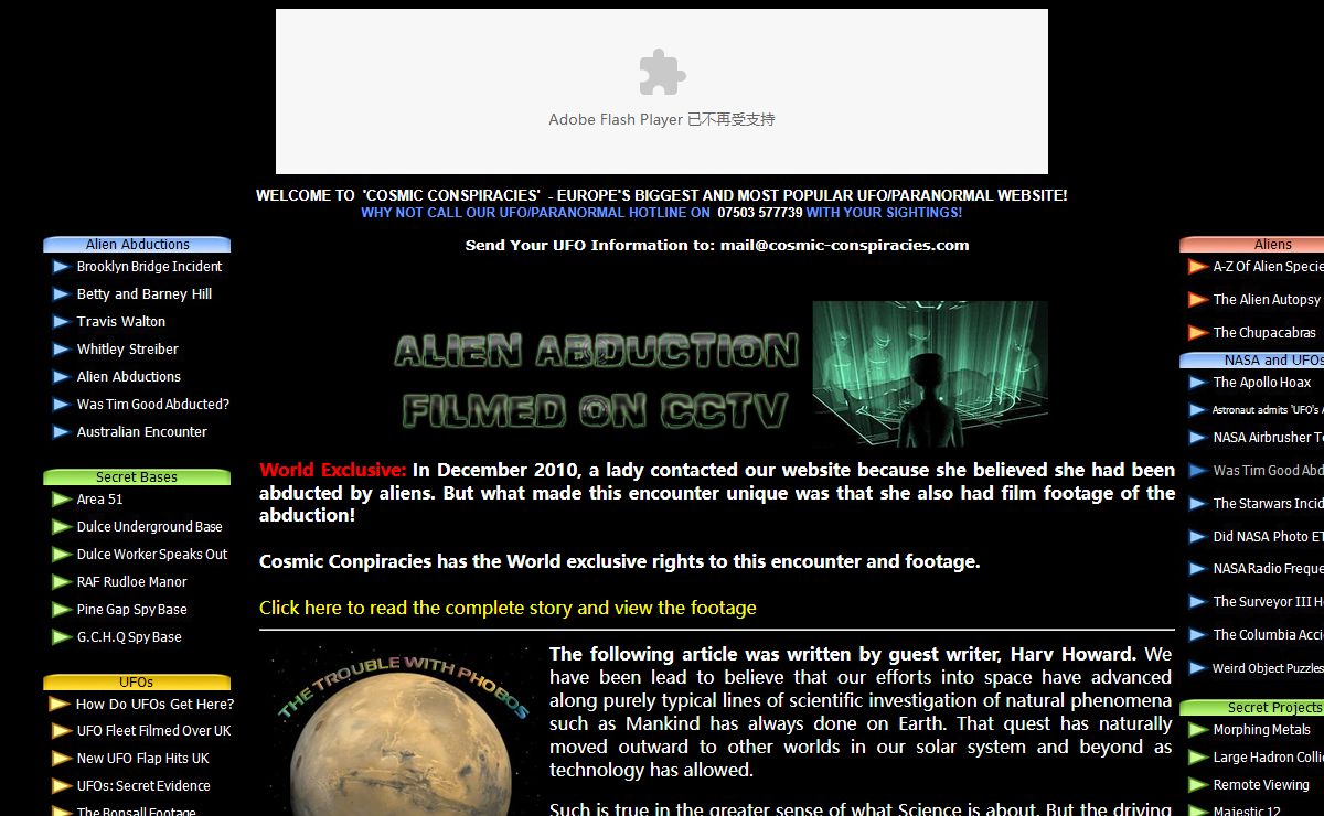 Cosmic Conspiracies - Europe's Largest UFOs and Aliens Database