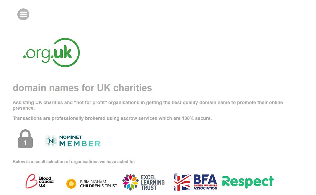 domain names for UK charities