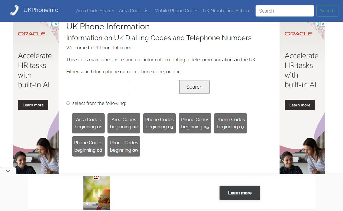 Information on UK Area Codes and STD Codes - UKPhoneInfo