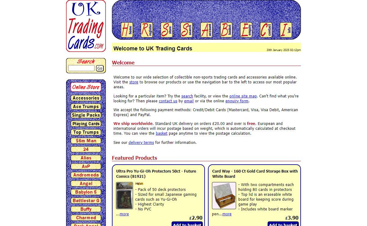 Home - Trading Card Accessories, Collectible Cards, Games, Albums and Ultra-Pro - UK Trading Cards