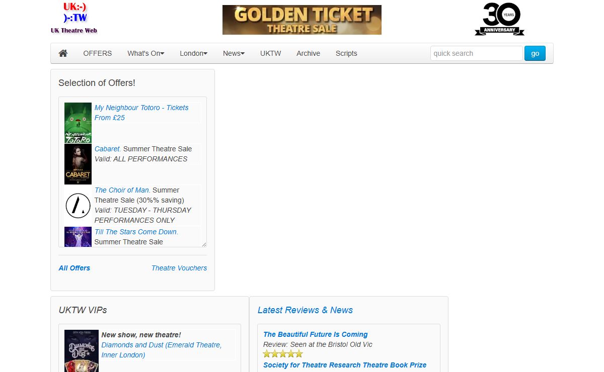UK Theatre Web: Theatre tickets and listings for musicals, plays, opera, ballet and concerts