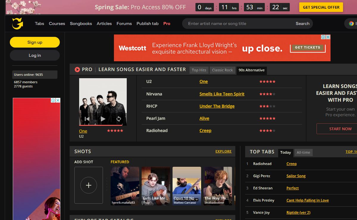ULTIMATE GUITAR TABS - 1M+ songs catalog with free Chords, Guitar Tabs, Bass Tabs, Ukulele Chords and Guitar Pro Tabs!