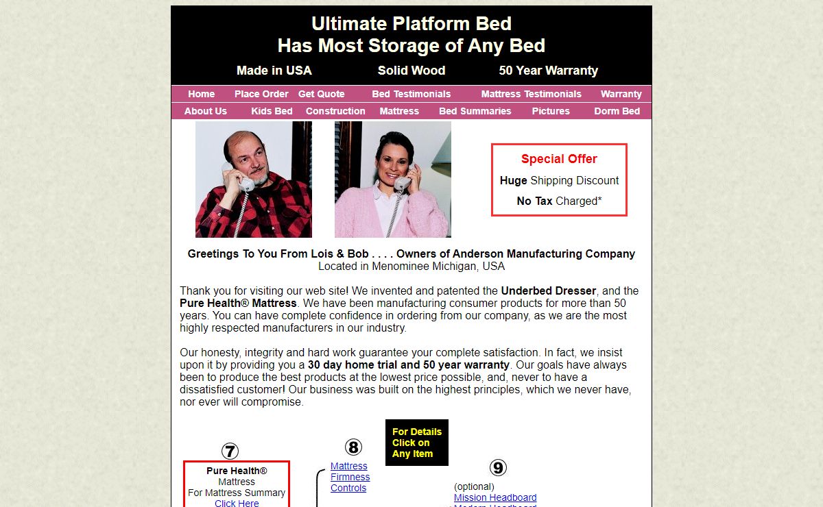 Ultimate Bed, platform captains bed with storage drawers, show storage drawers, headboards, bedside tables, memory foam air mattress