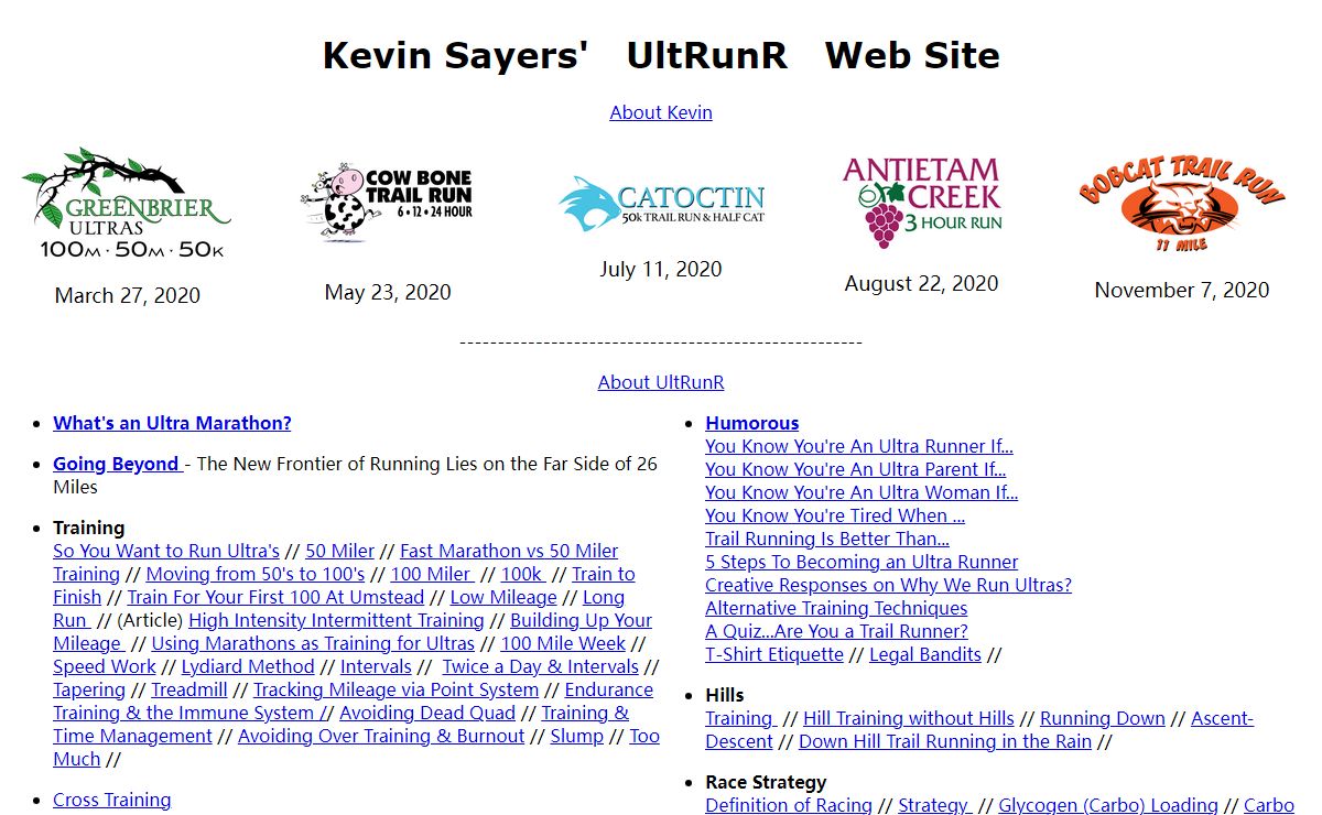Kevin Sayers UltRunR Site