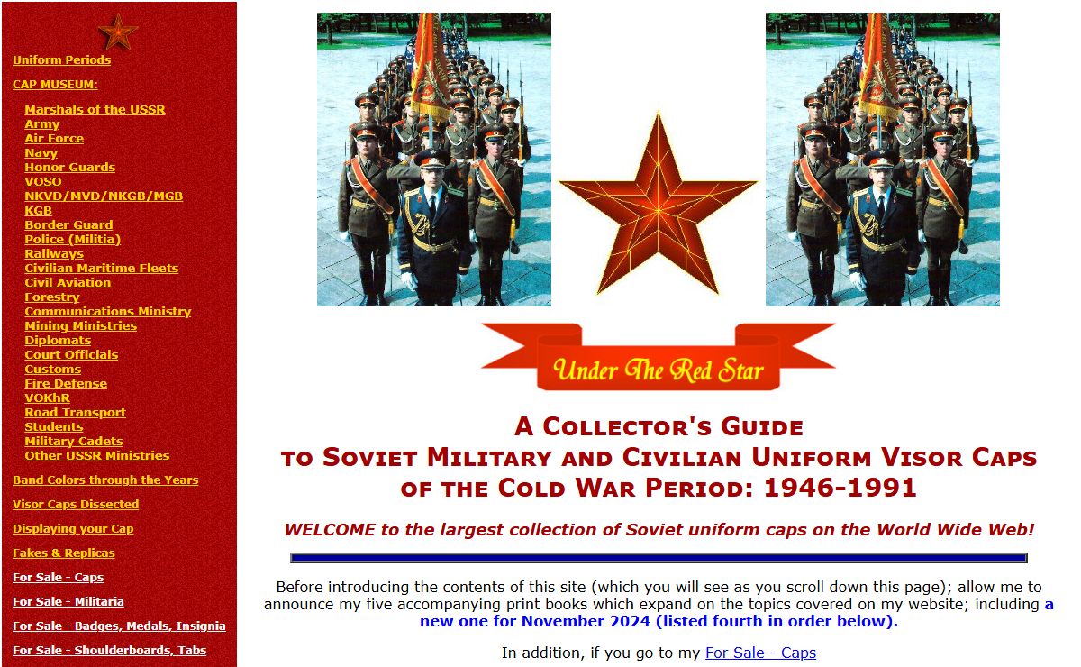 Under the Red Star; understanding the uniform visor caps of the Soviet Army, Navy, Air Force, security forces and civilian agencies of the Cold War
