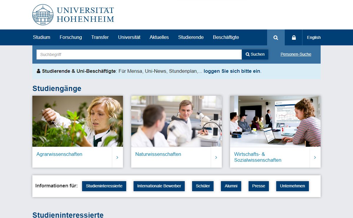 Universität Hohenheim: Studieren & forschen in Stuttgart