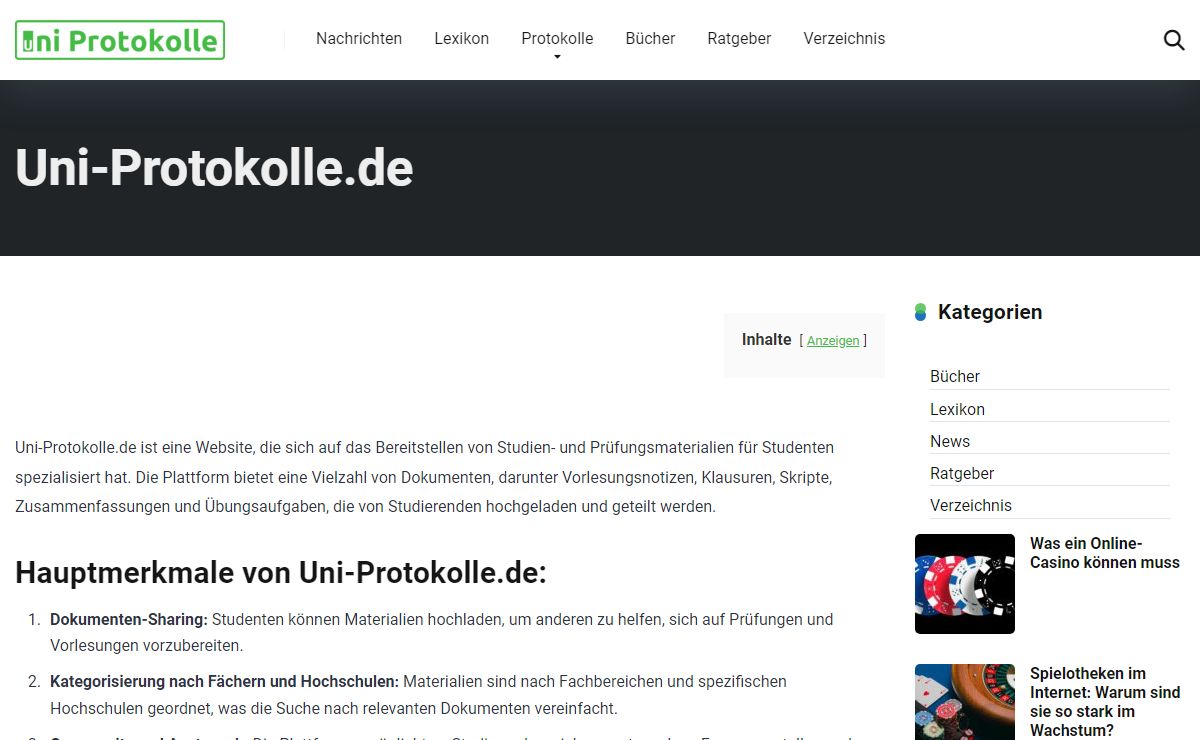 Uni-Protokolle.de - Adresse für Ausbildung, Studium & Beruf