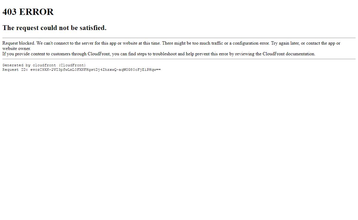 ERROR: The request could not be satisfied