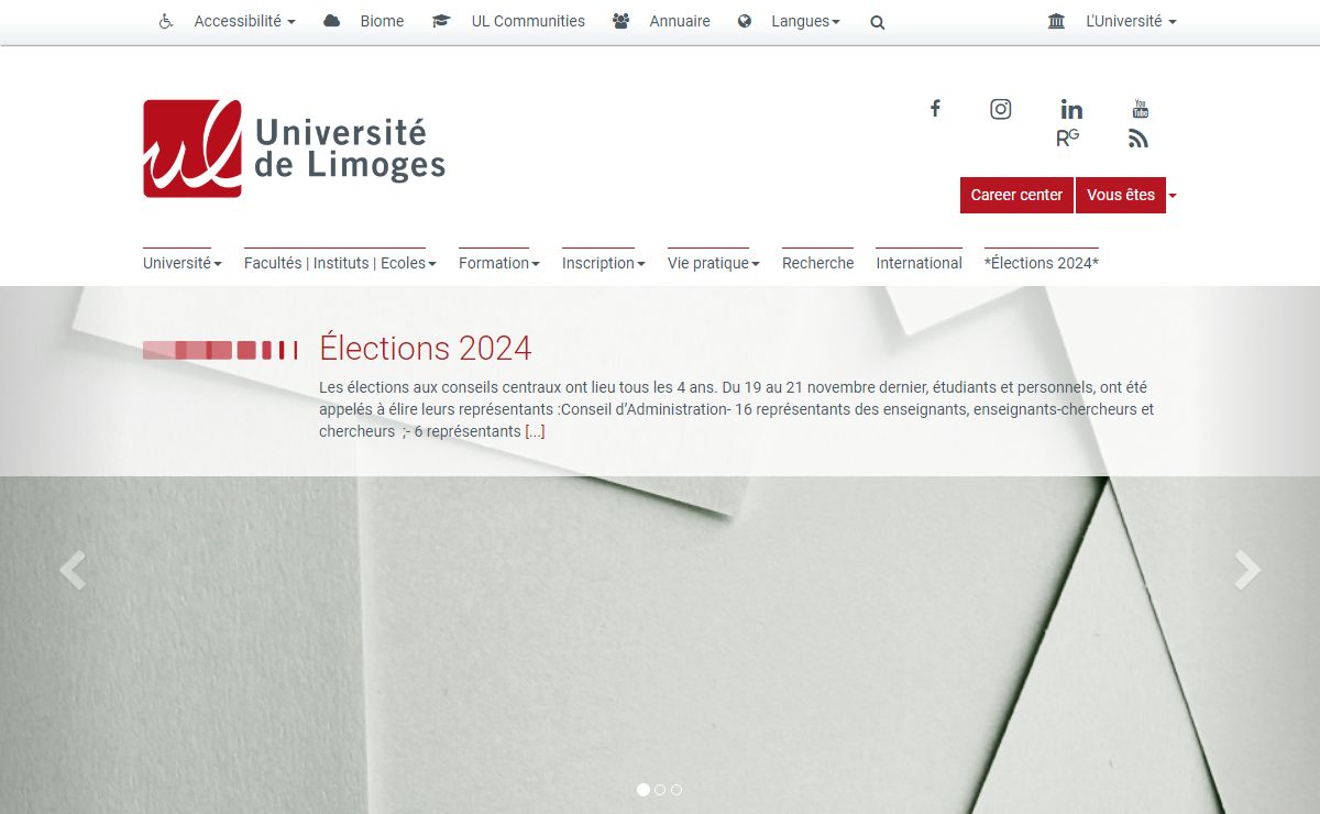 Page d'accueil - Université de Limoges