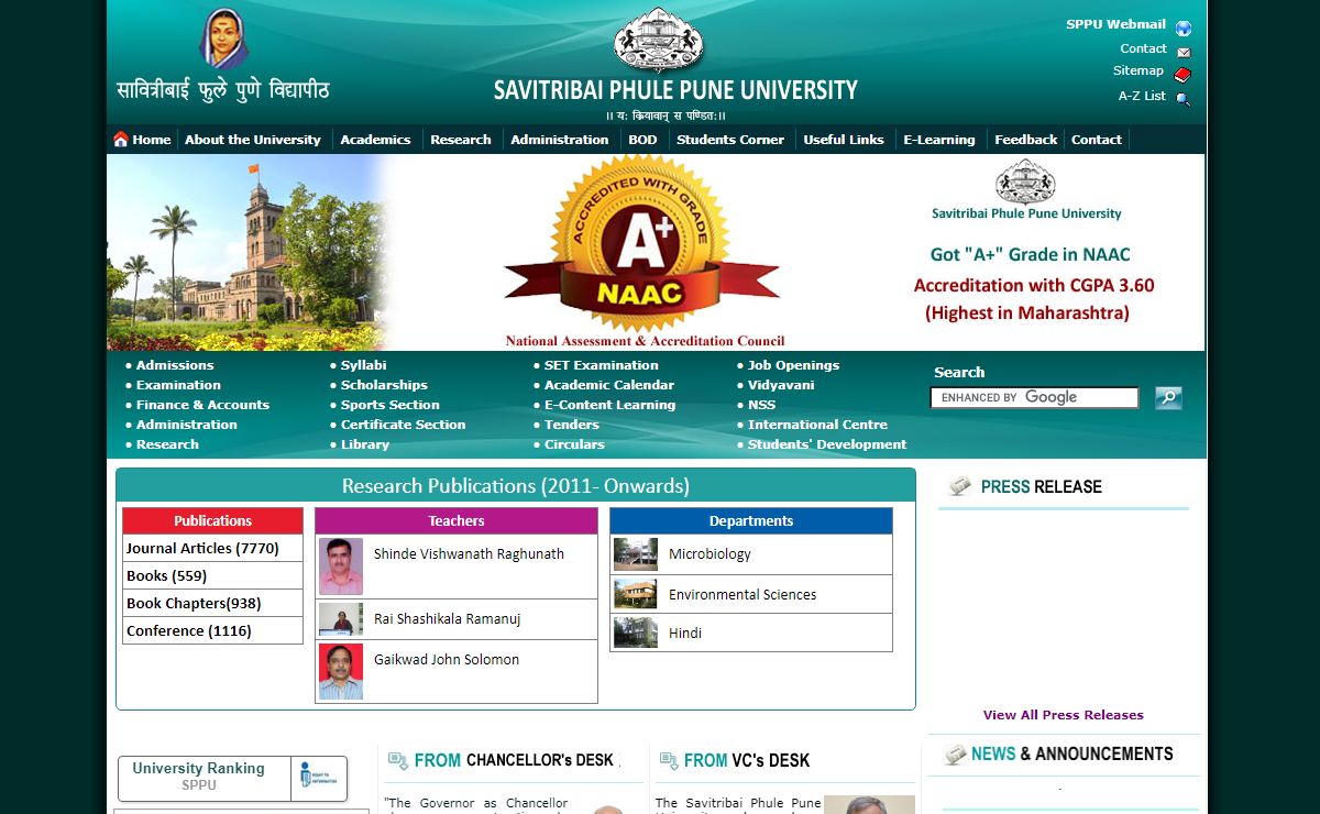 Savitribai Phule Pune University, One of the Premier Universities in India - Official Website.
