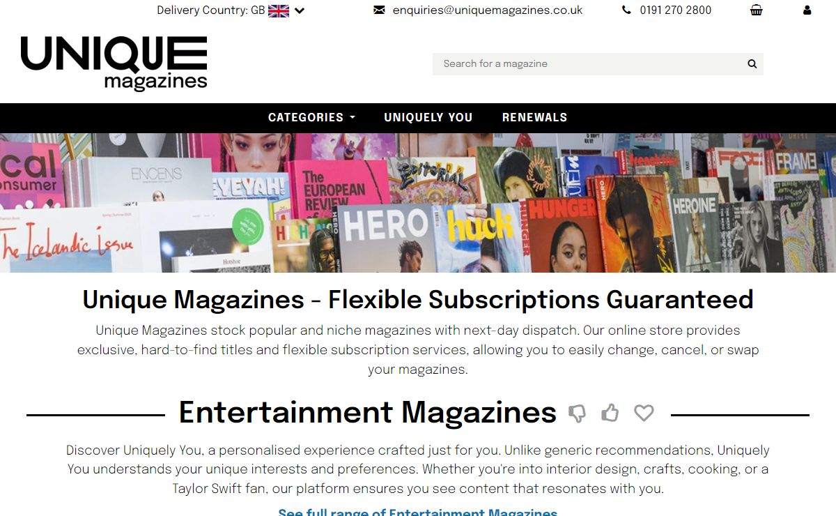 Unique Magazines: Magazine Subscriptions and Single Issues