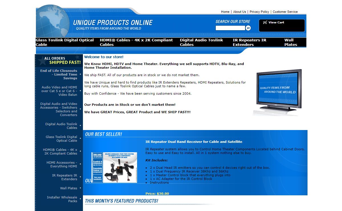 Unique Products Online - Audio and Video cables for HDTV and Home Theater Installation