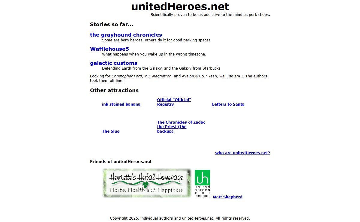 unitedHeroes.net - Free original fiction stories with the cool taste of Real Pastrami