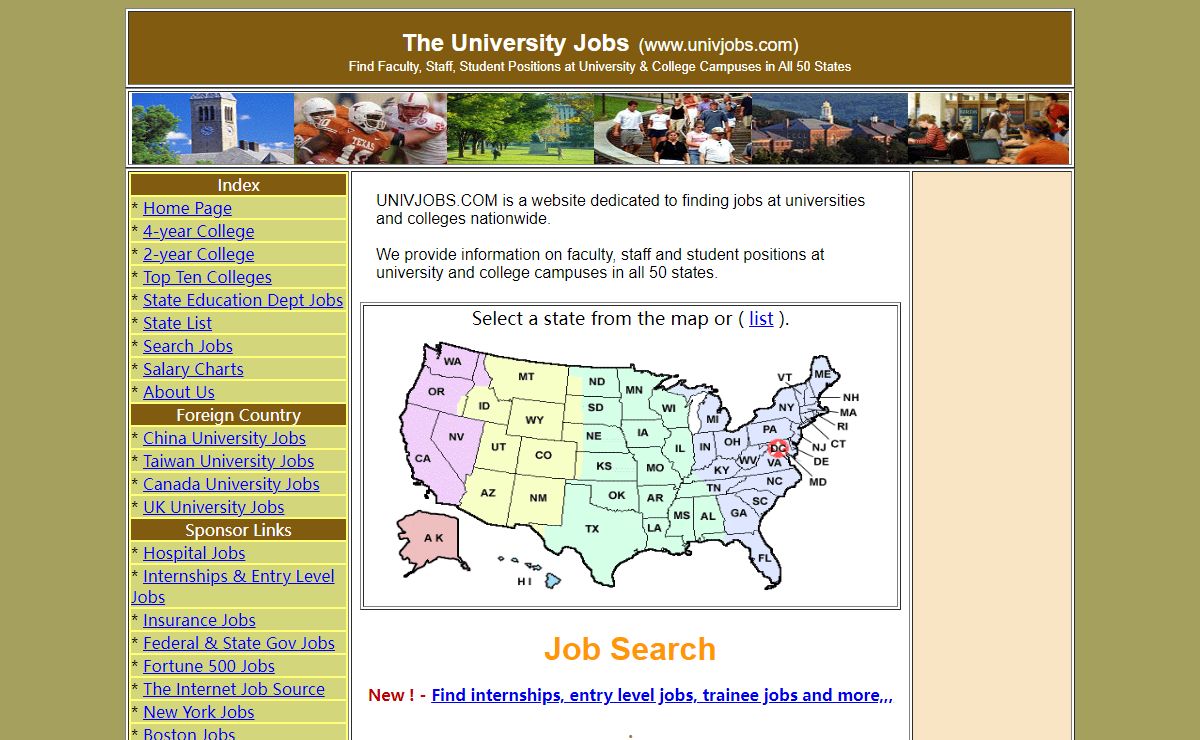 College Jobs - Faculty, Staff and Student Positions at University Campuses in All 50 States and Canada