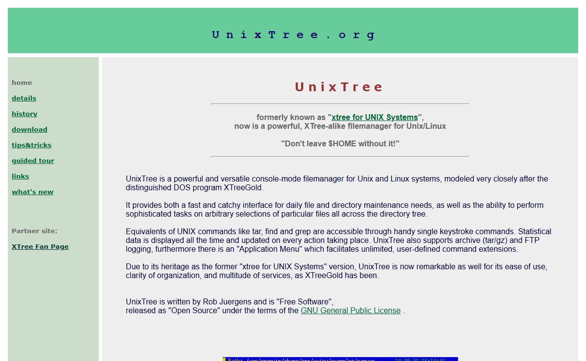 UnixTree - XTree alike filemanager for Unix / Linux