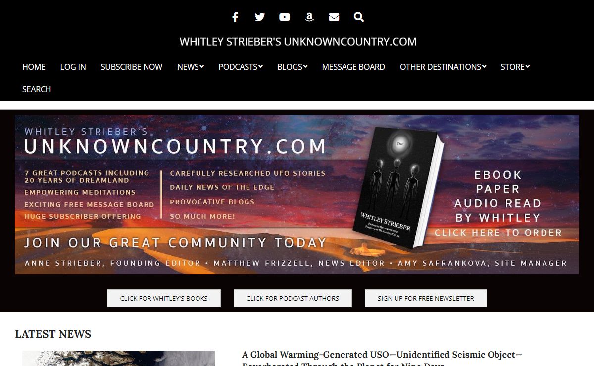 WHITLEY STRIEBER'S UNKNOWN COUNTRY – Welcome to the Edge of the World