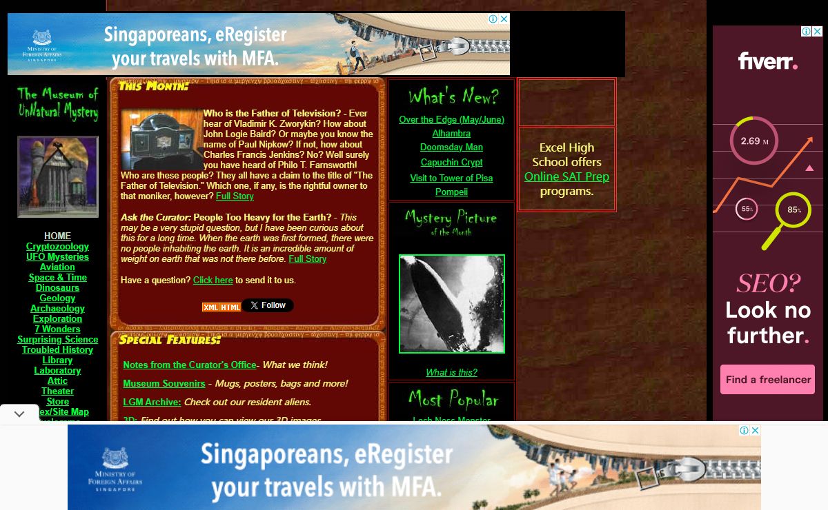 The Museum of Unnatural Mystery Homepage