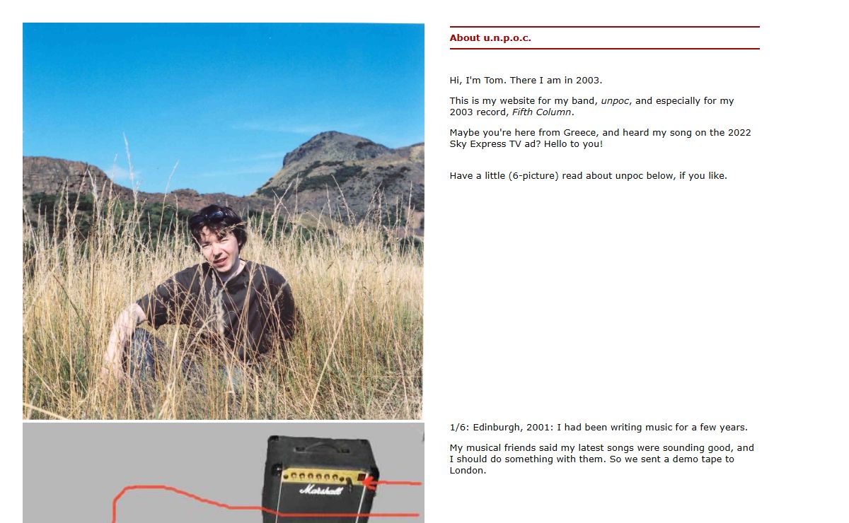 about unpoc - official website of Tom Bauchop's musical project