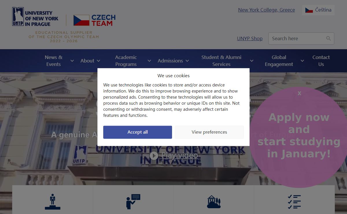 University of New York in Prague: American Degrees in Prague