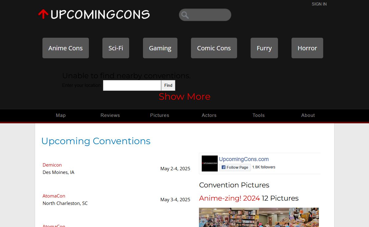 UpcomingCons.com - Anime Conventions, Sci-Fi, Game Cons, Comics, and more event listings.