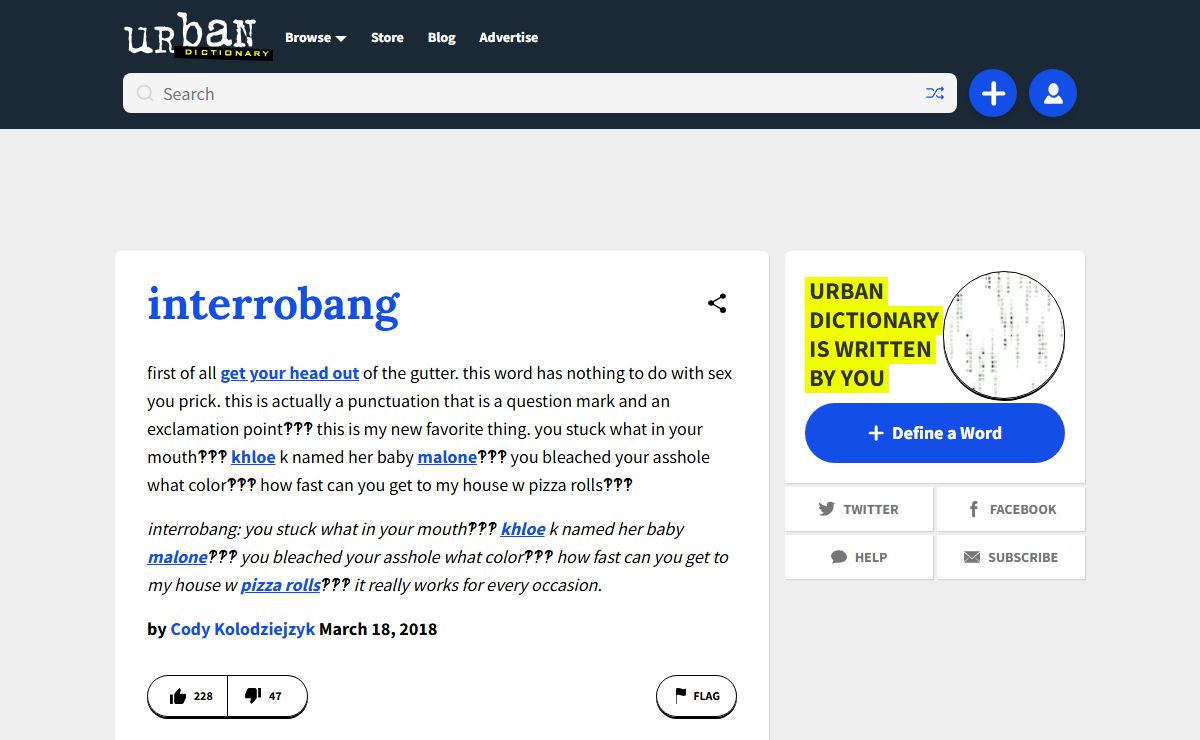 Urban Dictionary, May 23: interrobang
