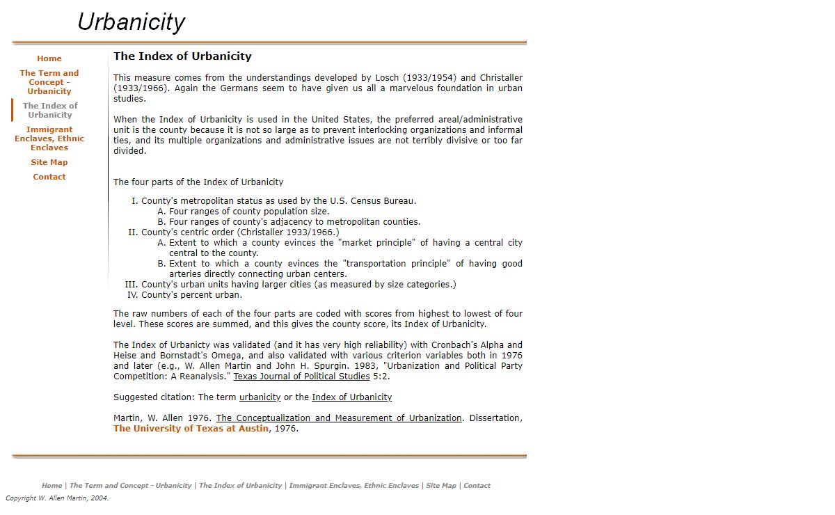Urbanicity - The Index