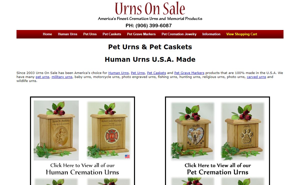 Pet Urns & Human Urns for Sale, Pet Caskets all Made in the U.S.A.