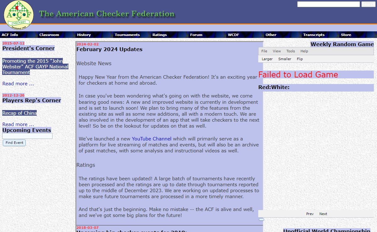 The American Checker Federation -- Welcome to the ACF website