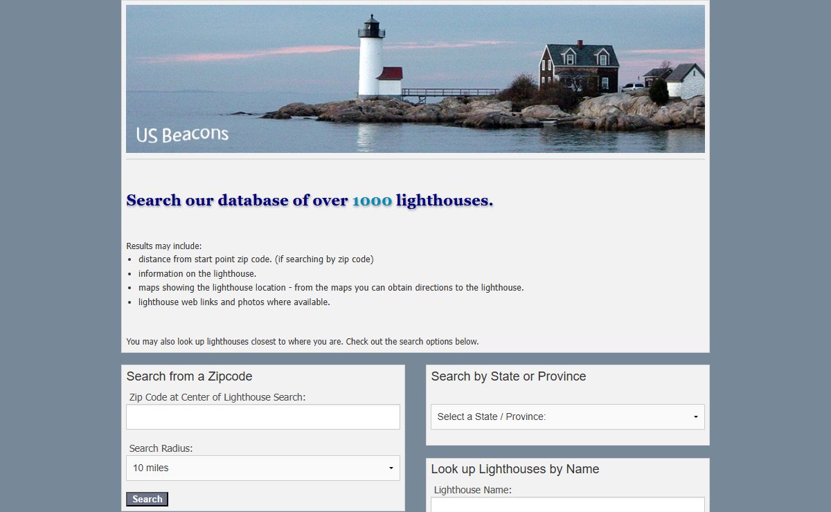 USBeacons.com Lighthouses of the United States